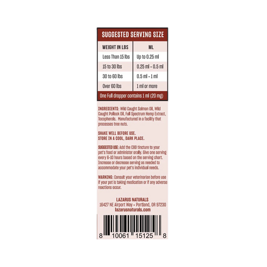 Lazarus Naturals Pet CBD Oil 600 mg | Wild Salmon