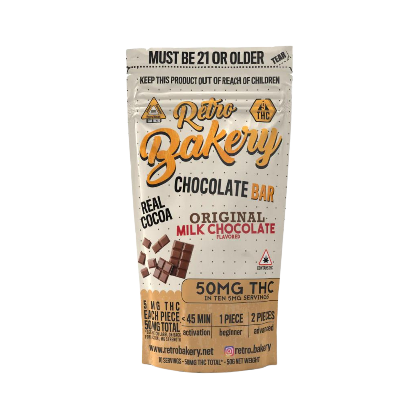 Retro Bakery | D9 Chocolate Bar 50 mg