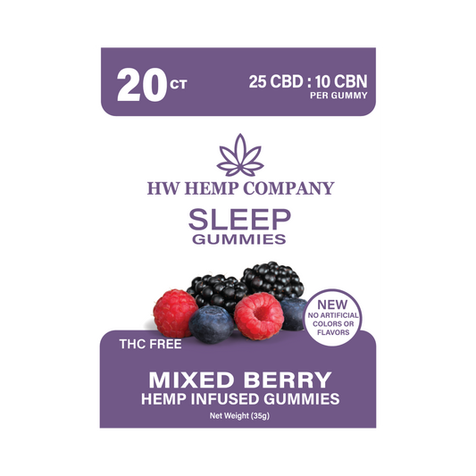 HW Hemp Co | Mixed Berry Sleep Gummies CBD:CBN 20 ct