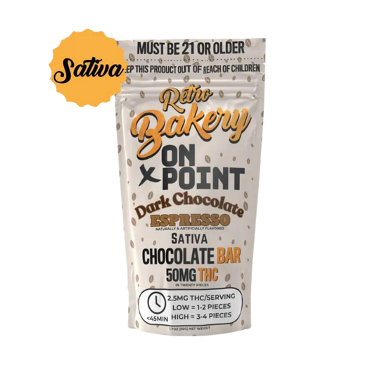 Retro Bakery | 50 mg THC Dark Chocolate Espresso Chocolate Bar - 20 pcs
