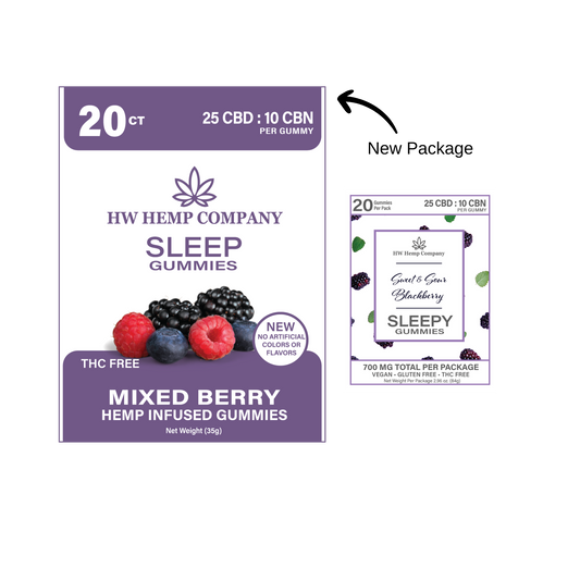 HW Hemp Co | Mixed Berry Sleep Gummies CBD:CBN 20 ct